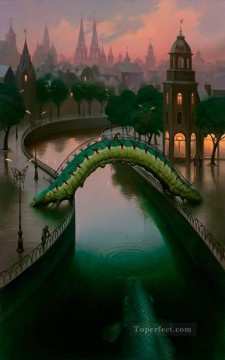 Surrealism Painting - fish in the city surrealism